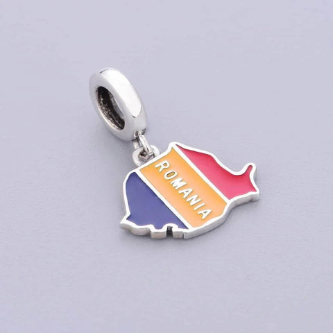 Romania Map Dangle Charm - Romania Map Dangle Charm