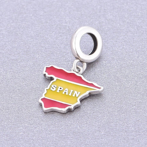 Spain Map Dangle Charm - jewlouli spain-map-dangle-pandora-charm-jewelry fits pandora bracelet