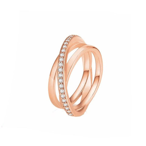 Triple Band Sterling Silver Ring CZ Accents - A triple band Rose Gold ring with cubic zirconia accents.