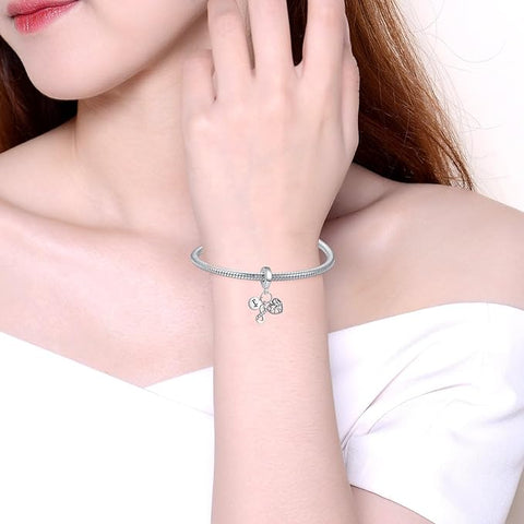 Family Forever Sterling Silver Charm with Heart and Infinity Symbols - Family Forever Sterling Silver Charm with Heart and Infinity Symbols