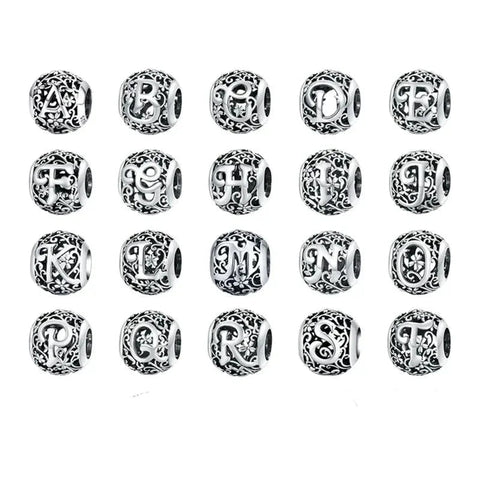 Silver Letter X Round Bead - Silver Letter X Round Bead
