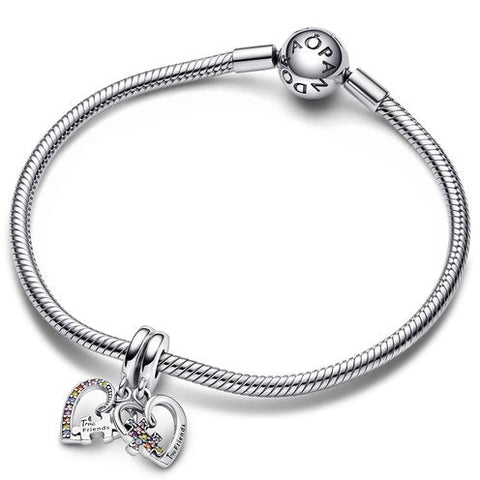 Puzzle Piece Hearts Split Friendship Dangle Charm - Puzzle Piece Hearts Split Friendship Dangle Charm