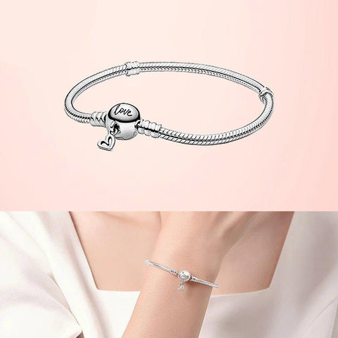 Love Charm Ball Clasp Sterling Silver Bracelet - Love Charm Ball Clasp Sterling Silver Bracelet