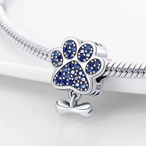 Blue Dog Silver Paw Charm - Blue Dog Silver Paw Charm