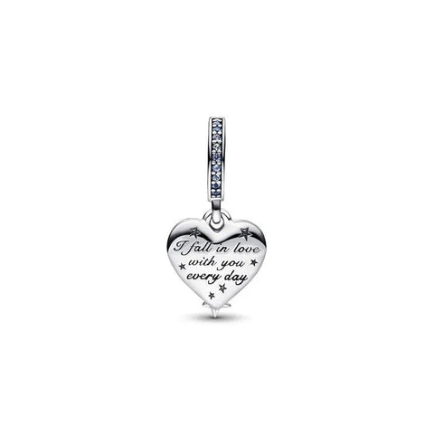 Celestial Shooting Star Heart Double Dangle Charm - Celestial Shooting Star Heart Double Dangle Charm