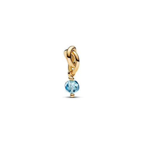 Faceted Sea Aqua Blue Eternity Circle Dangle Charm - Faceted Sea Aqua Blue Eternity Circle Dangle Charm