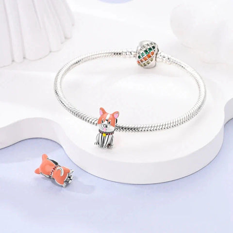 Happy Orange silverDog Charm - Happy Orange silverDog Charm