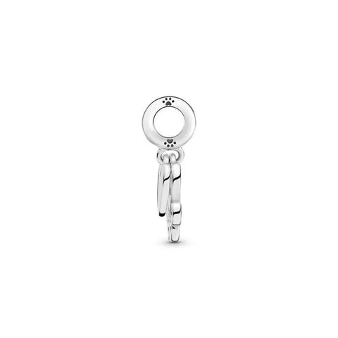 Hearts & Paw Print Silver Dangle Charm - Hearts & Paw Print Silver Dangle Charm