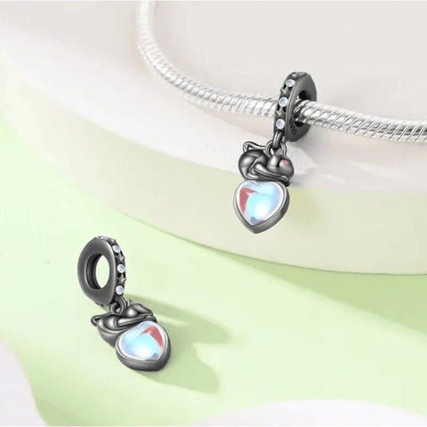 Moonlit Cat with Glowing Heart Charm - Moonlit Cat with Glowing Heart Charm