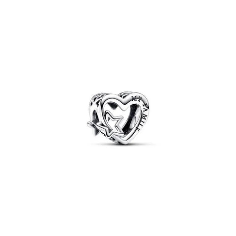 Openwork Family Heart & Star Charm - Openwork Family Heart & Star Charm