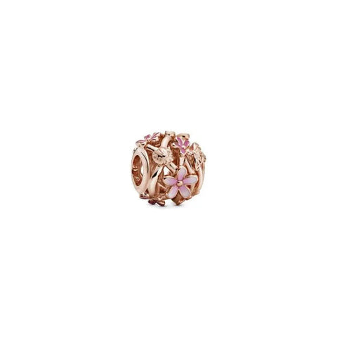 Openwork Pink Daisy Flower Charm - Openwork Pink Daisy Flower Charm