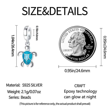 Glow In The Dark Turtle Dangle Charm - Glow In The Dark Turtle Dangle Charm