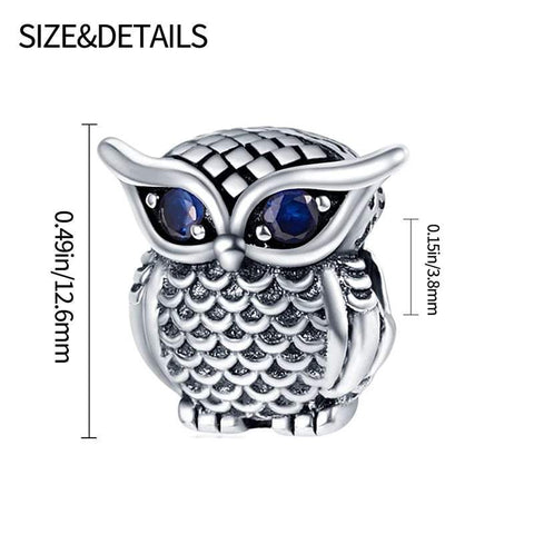 Owl Charm with Sapphire Eyes for Wisdom - Owl Charm with Sapphire Eyes for Wisdom
