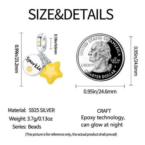 Sterling Silver Sparkle Charm with Yellow Star Bracelets - Sterling Silver Sparkle Charm with Yellow Star Bracelets
