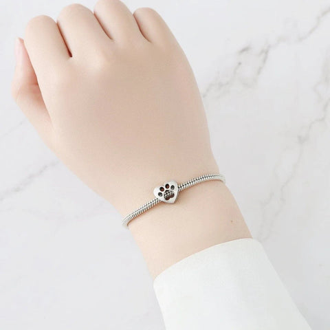 Openwork Paw Heart Print Charm - Openwork Paw Heart Print Charm