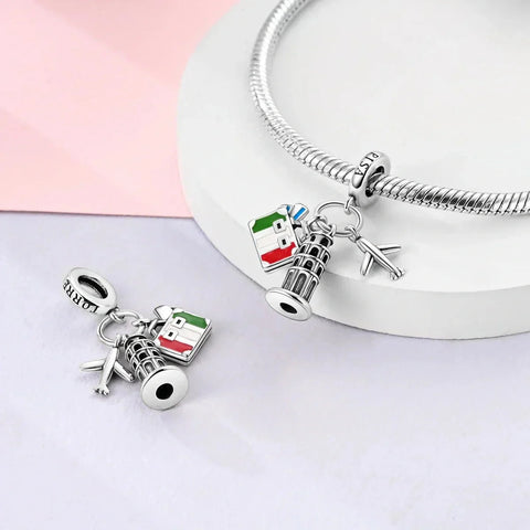 Pisa Italy Landmark Triple Dangle Charm - Pisa Italy Landmark Triple Dangle Charm