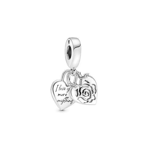 Rose Heart Padlock Dangle Charm - Rose Heart Padlock Dangle Charm