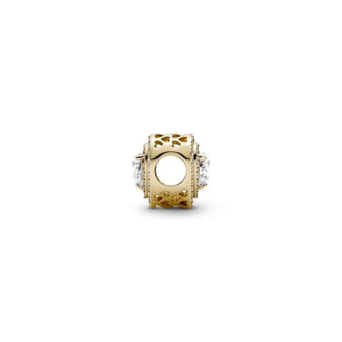 Sparkling Leveled gold plated Hearts Charm - Sparkling Leveled gold plated Hearts Charm