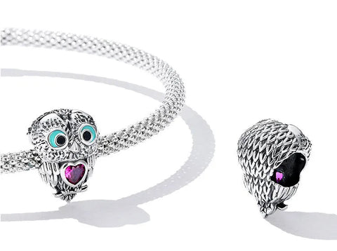 Crystal Heart Owl Charm - Crystal Heart Owl Charm