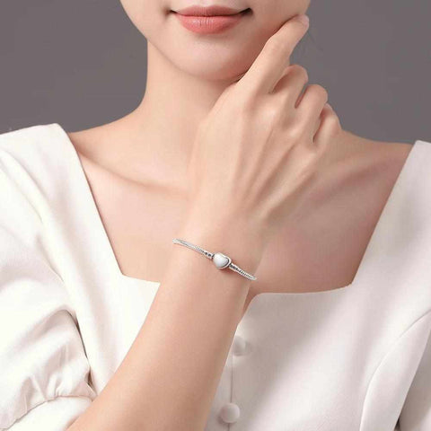 Romantic Heart Clasp Sterling Silver Charm Bracelet - Romantic Heart Clasp Sterling Silver Charm Bracelet