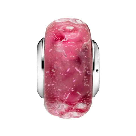 Wavy Fancy Pink Murano Glass Charm - Wavy Fancy Pink Murano Glass Charm