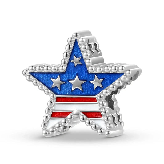 jewlouli american-flag-star-pandora-charm-jewelry fits pandora bracelet