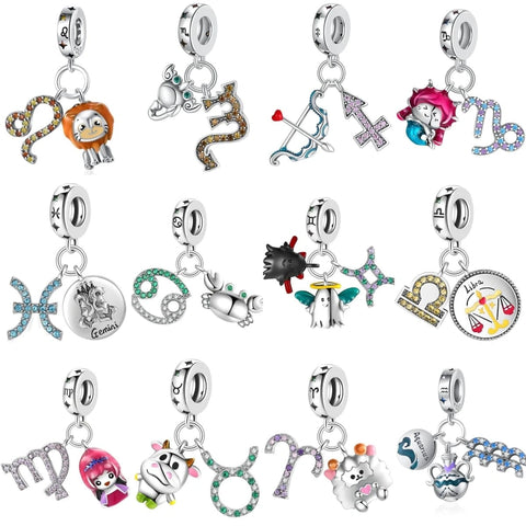 Crystals Astrology Signs Zodiac Constellation Charms - Fits pandora Bracelet