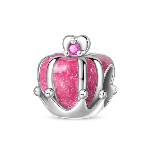 Sterling Silver Pink Crown Charm - Fits pandora Bracelet