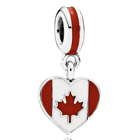 Canada Heart Flag Dangle Charm - Canada Heart Flag Dangle Charm