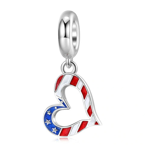 Heart of America Flag Dangle Charm - Heart of America Flag Dangle Charm