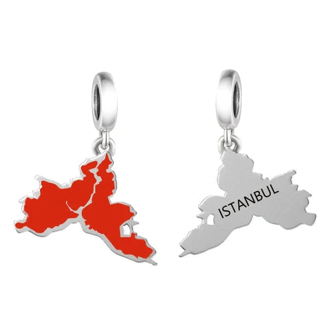 Istanbul Map Dangle Charm - Istanbul Map Dangle Charm