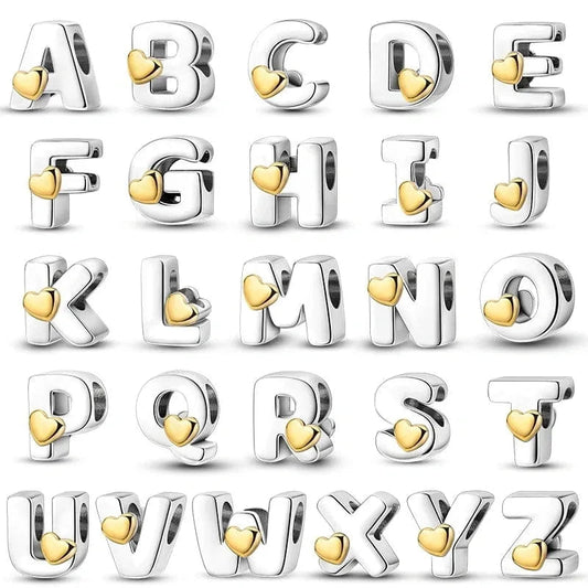 Gold Heart Letter A-Z Alphabet Charm