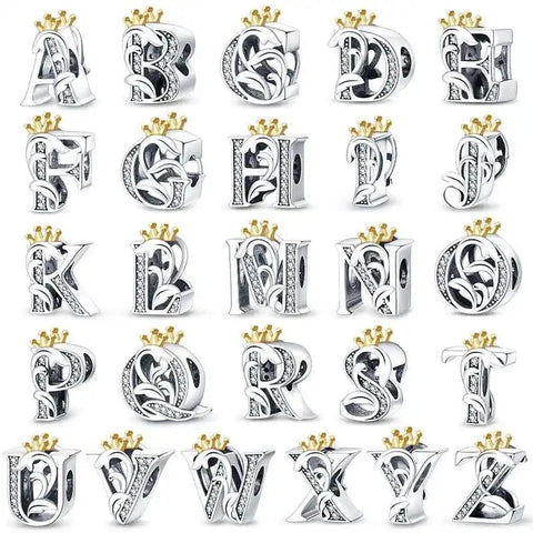Crowned Royal Letter A-Z Alphabet Charm - Crowned Royal Letter A-Z Alphabet Charm