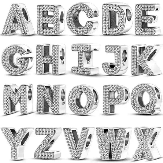 Sparkling Letter A-Z Alphabet Charm - Fits pandora Bracelet