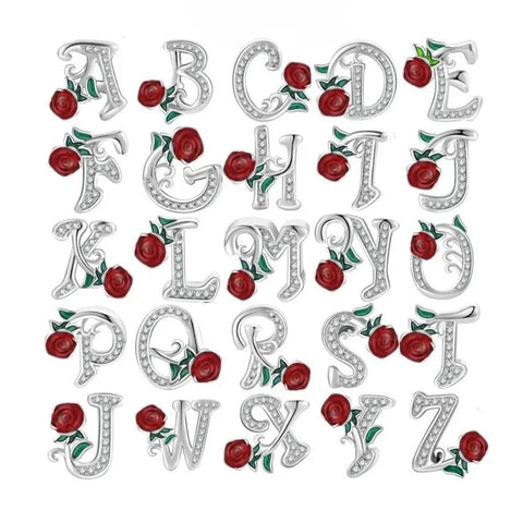 jewlouli luminous-rose-letter-az-alphabet-pandora-charm-jewelry fits pandora bracelet