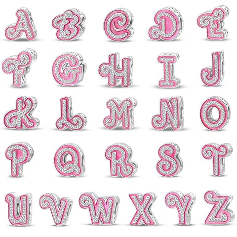 jewlouli pink-letter-az-alphabet-pandora-charm-jewelry fits pandora bracelet