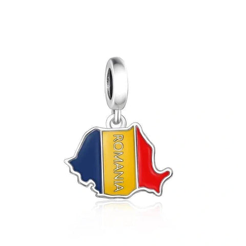 Romania Map Dangle Charm - Romania Map Dangle Charm