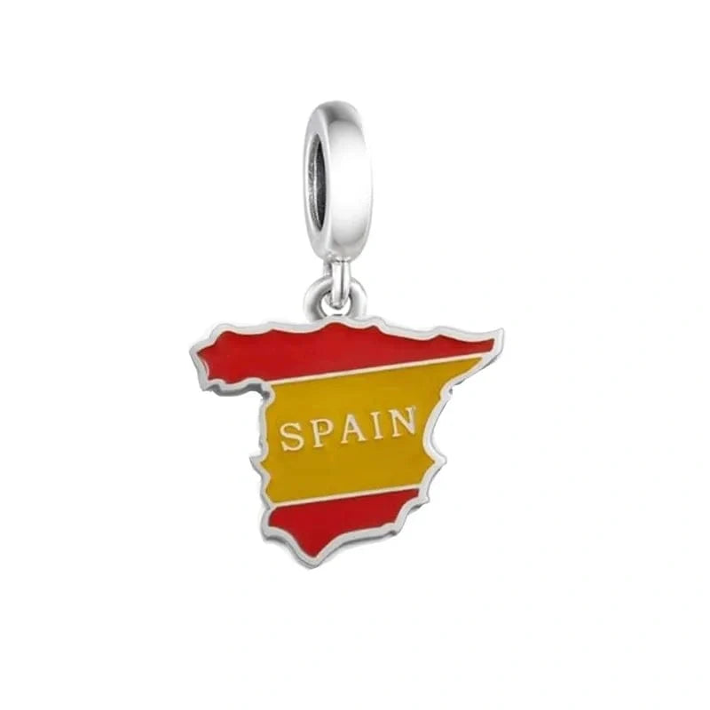 Spain Map Dangle Charm fits Snake Chain Bracelets