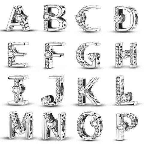 Sparkling Heart Letter A-Z Alphabet Charm