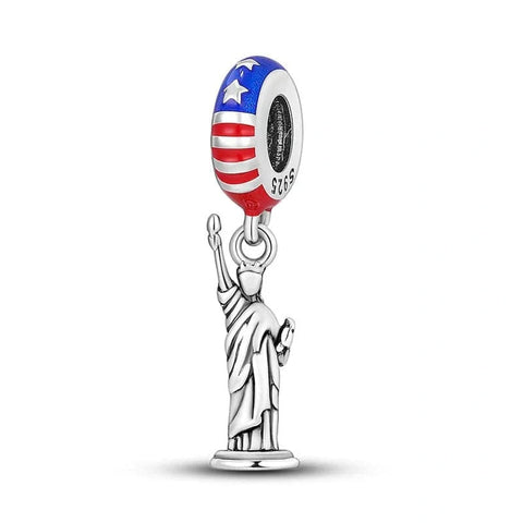 Statue of Liberty Monument USA Flag Dangle Charm - Statue of Liberty Monument USA Flag Dangle Charm