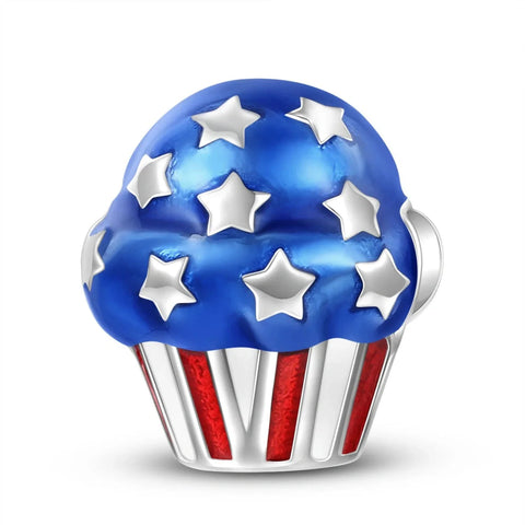 jewlouli usa-flag-cupcake-pandora-charm-jewelry fits pandora bracelet