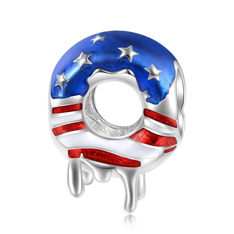 USA Flag Dripping Donut Charm - USA Flag Dripping Donut Charm