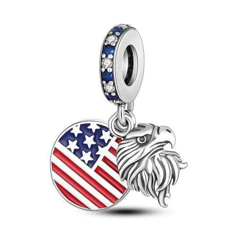 USA Flag Eagle Dangle Charm - USA Flag Eagle Dangle Charm