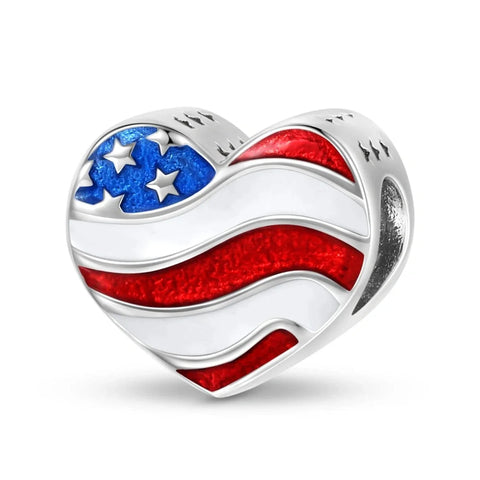 USA Heart Flag Charm - USA Heart Flag Charm