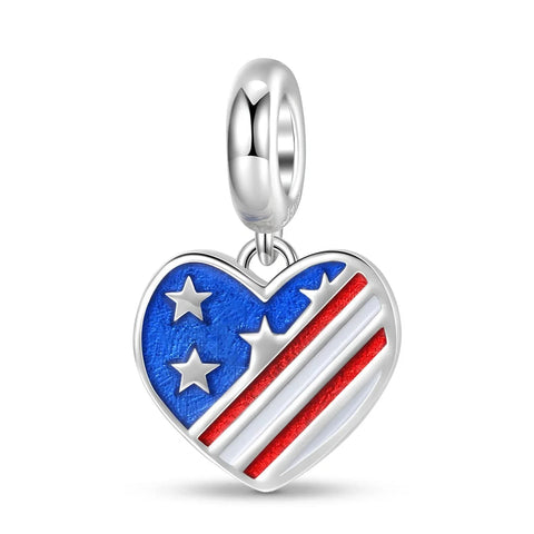 jewlouli usa-heart-flag-dangle-pandora-charm-jewelry fits pandora bracelet