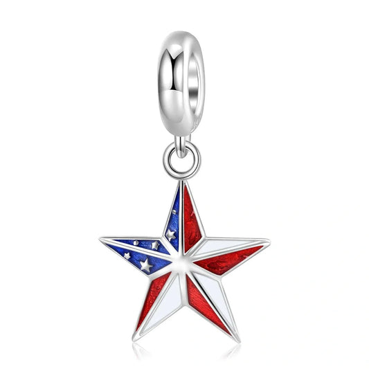 jewlouli usa-star-dangle-pandora-charm-jewelry fits pandora bracelet
