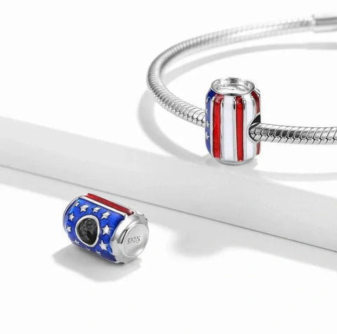 jewlouli american-flag-soda-can-pandora-charm-jewelry fits pandora bracelet