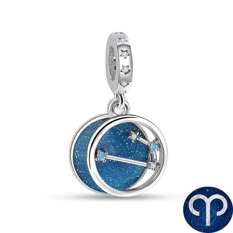 Blue Galaxy Astrology Signs Zodiac Constellation Charms - Fits pandora Bracelet