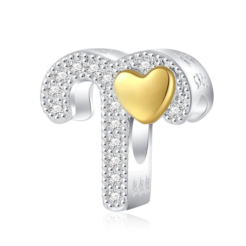 Gold Heart & Pav? Crystals Astrology Signs Zodiac Constellation Charms - Fits pandora Bracelet