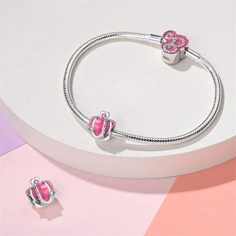 Sterling Silver Pink Crown Charm
